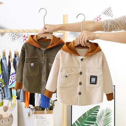 Kids Casual Hooded Jacket for Baby Boys in Cotton - # BAAA61110009