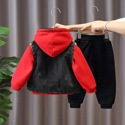 Kids' Denim Jacket Set | With Fleece Lining - # BAAA51210045 & BOAA11310020 & GIAA21310005