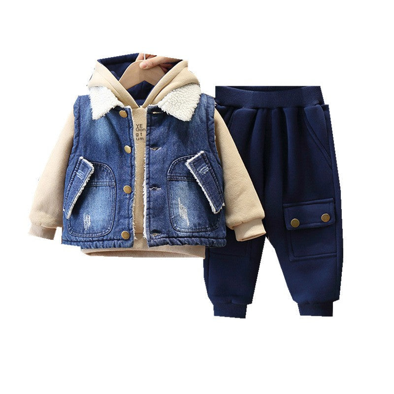 Kids' Denim Jacket Set | With Fleece Lining - # BAAA51210045 & BOAA11310020 & GIAA21310005