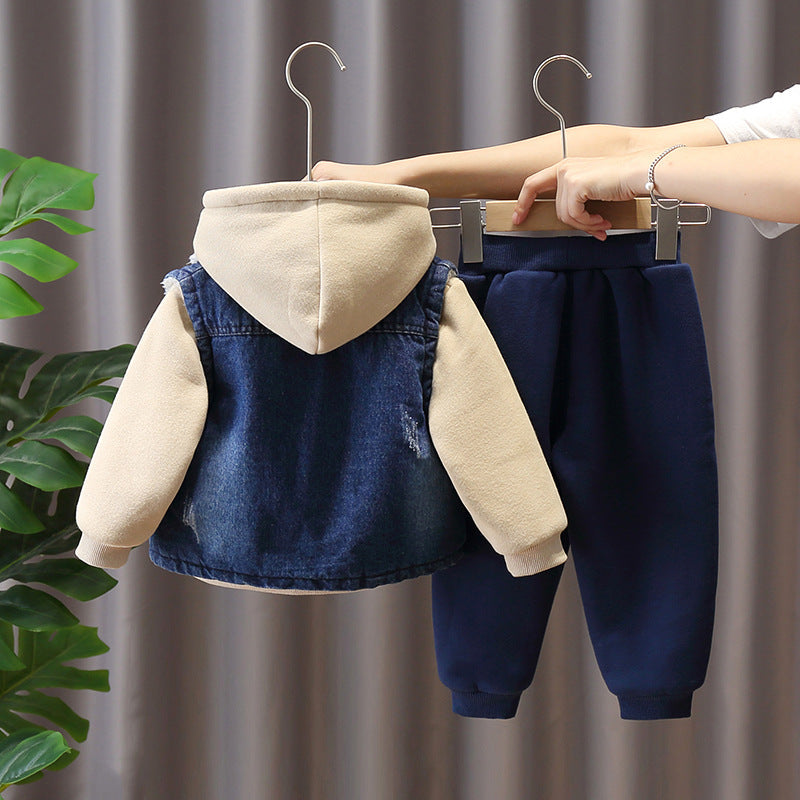 Kids' Denim Jacket Set | With Fleece Lining - # BAAA51210045 & BOAA11310020 & GIAA21310005