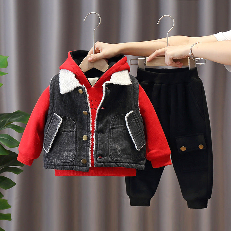 Kids' Denim Jacket Set | With Fleece Lining - # BAAA51210045 & BOAA11310020 & GIAA21310005