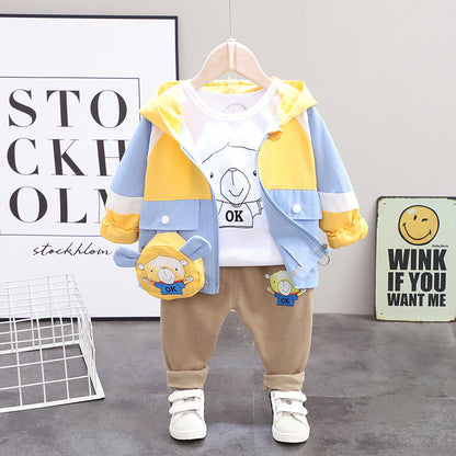Kids' Spring Autumn Cartoon Hooded Jacket 3-Piece Set - # BAAA51210052 & BOAA11310022 & GIAA21310008