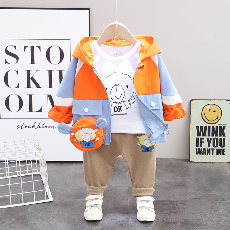 Kids' Spring Autumn Cartoon Hooded Jacket 3-Piece Set - # BAAA51210052 & BOAA11310022 & GIAA21310008