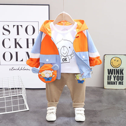 Kids' Spring Autumn Cartoon Hooded Jacket 3-Piece Set - # BAAA51210052 & BOAA11310022 & GIAA21310008