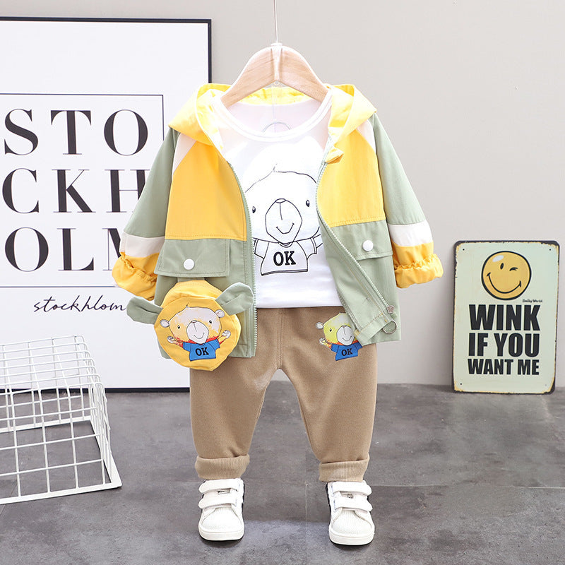 Kids' Spring Autumn Cartoon Hooded Jacket 3-Piece Set - # BAAA51210052 & BOAA11310022 & GIAA21310008