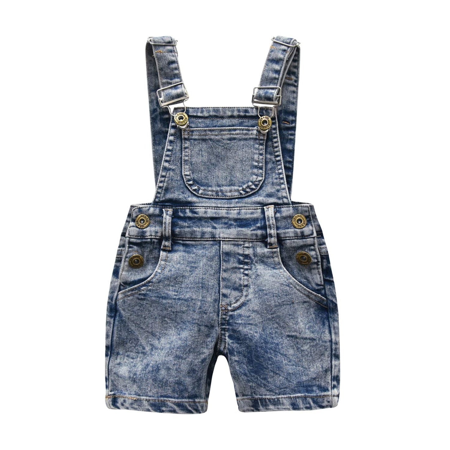 KIDSCOOL SPACE | Baby Girl Jean Overalls | Little Kid Denim Short | All Blue | 18-24 Months - # BAAA1B1610002