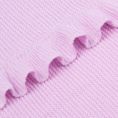 Ruffled Edge Knit Baby Blanket in Lilac