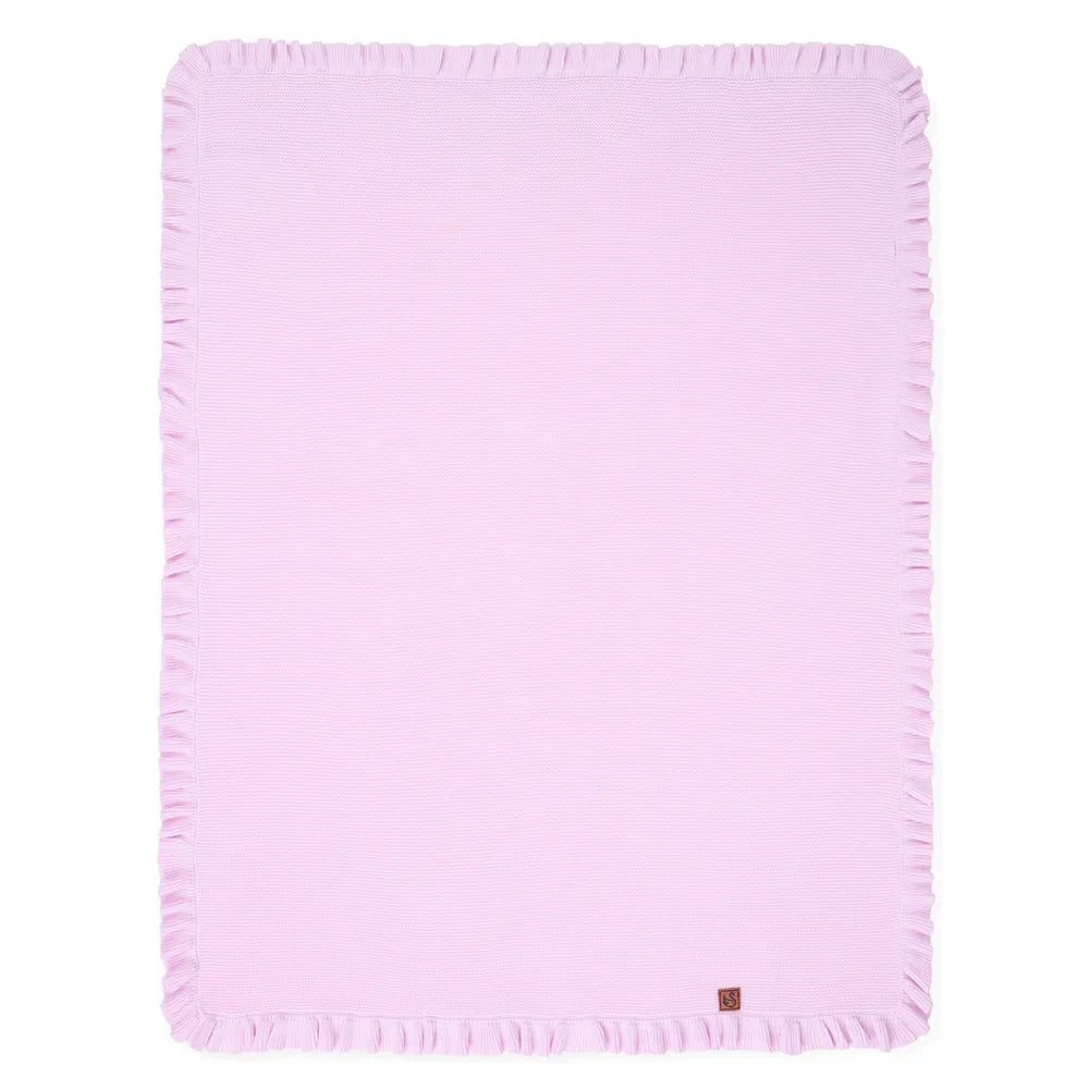 Ruffled Edge Knit Baby Blanket in Lilac