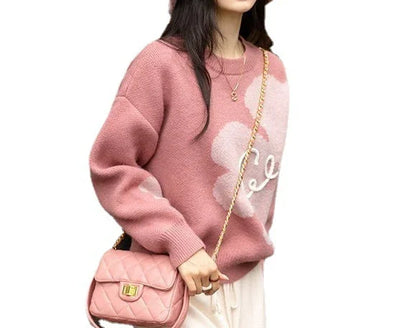 Loose Casual Round Neck | Jacquard | Pullover | Sweater - # GIAA23510042