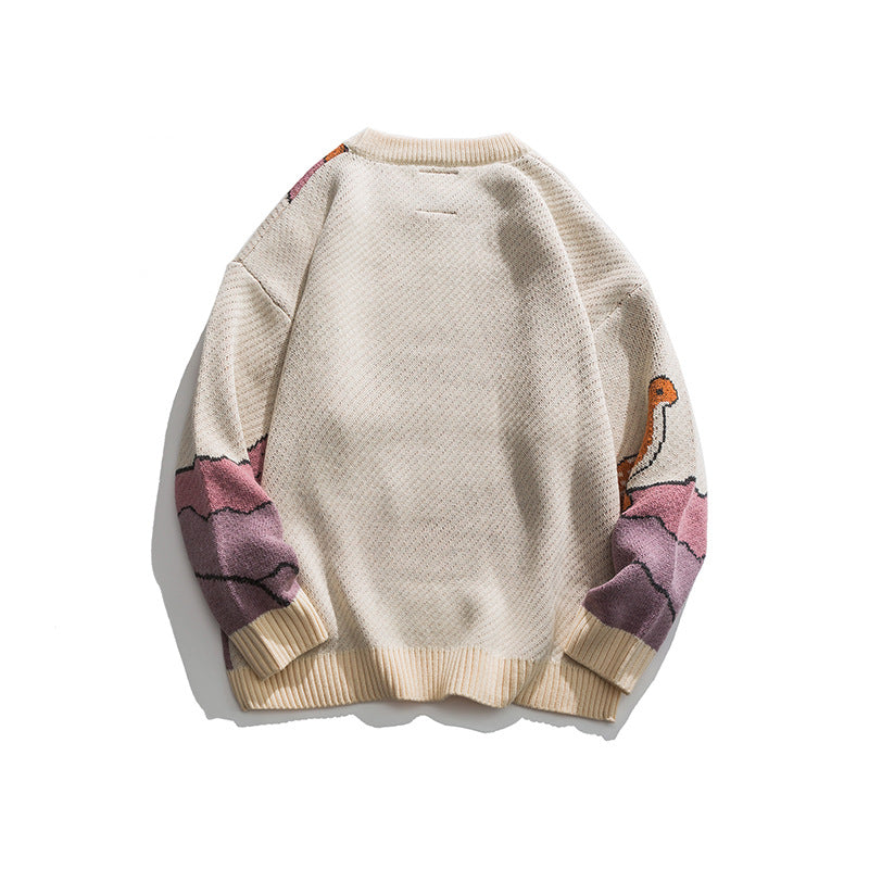 Loose Fit Patterned Jacquard Round Neck Sweater - # BOAA13510050 & GIAA23510039