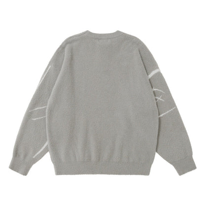 Loose Jacquard Round Neck Sweater | For Men - # BOAA13510049 & BOAA12510013