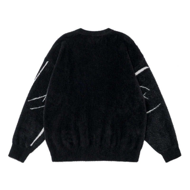 Loose Jacquard Round Neck Sweater | For Men - # BOAA13510049 & BOAA12510013