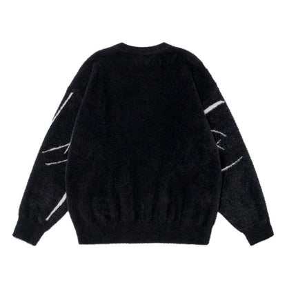 Loose Jacquard Round Neck Sweater | For Men - # BOAA13510049 & BOAA12510013