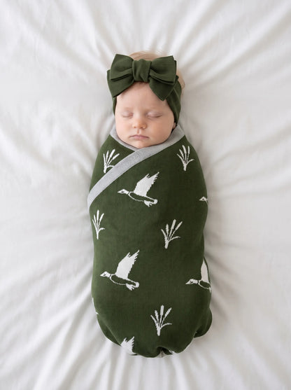 Mallard Duck Jacquard Knit Baby Blanket
