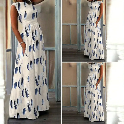 Maternity Dress with O-Neck and Print Design - # PRGTA11510007