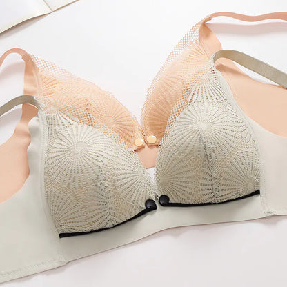 Maternity Nursing Bra with Front Buckle and Lace Design - # NURSGEA11210110