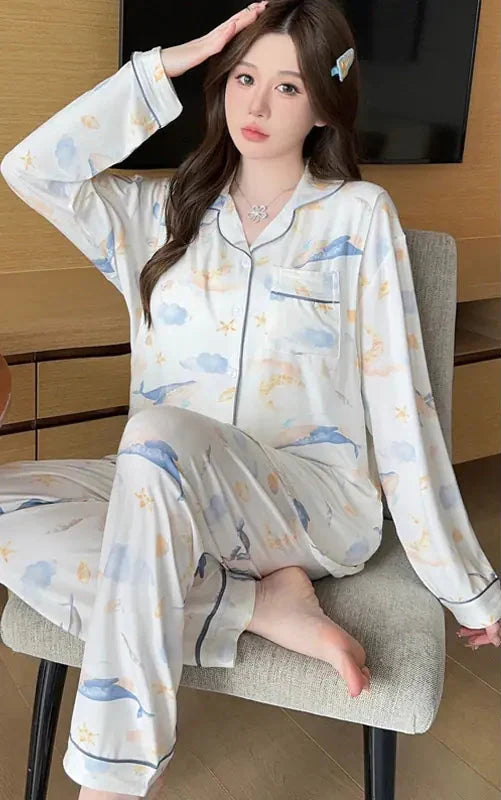 Maternity Nursing Pajamas with Chest Pads (Spring/Fall) - # NURSGA11410103