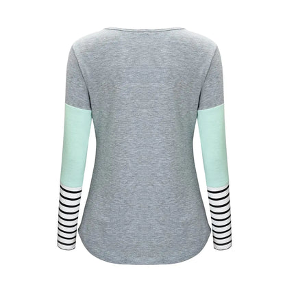 Maternity Nursing T-Shirt with Stitching and Long Sleeves - # NURSGA11110102