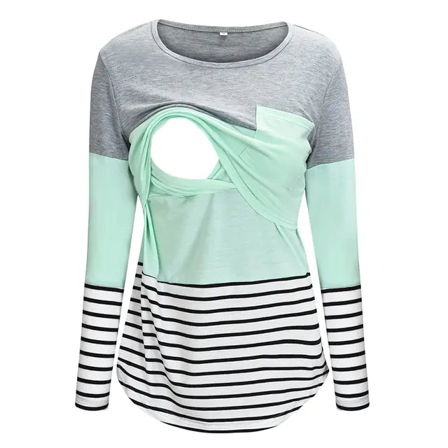 Maternity Nursing T-Shirt with Stitching and Long Sleeves - # NURSGA11110102