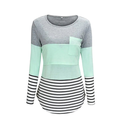 Maternity Nursing T-Shirt with Stitching and Long Sleeves - # NURSGA11110102