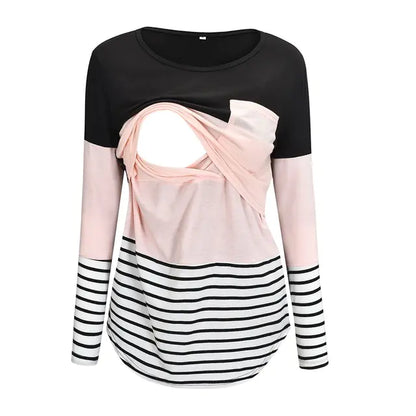 Maternity Nursing T-Shirt with Stitching and Long Sleeves - # NURSGA11110102