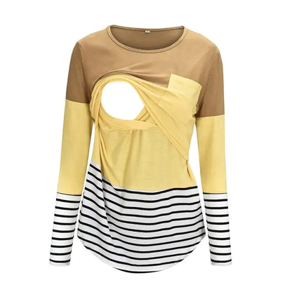 Maternity Nursing T-Shirt with Stitching and Long Sleeves - # NURSGA11110102
