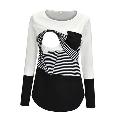 Maternity Nursing T-Shirt with Stitching and Long Sleeves - # NURSGA11110102