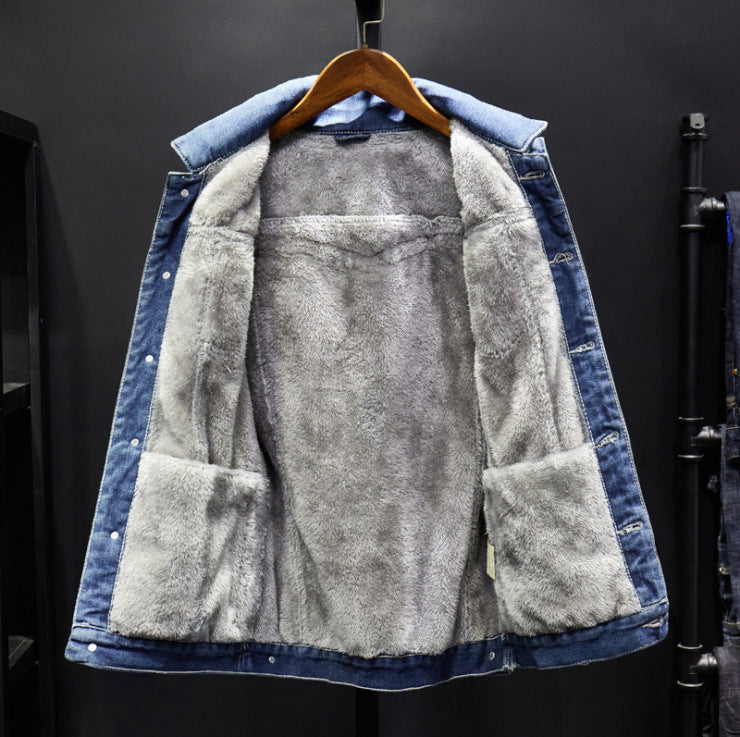 Men's Winter Denim Jacket with Fleece Lining - # BOAA131010002