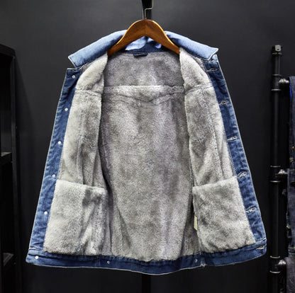 Men's Winter Denim Jacket with Fleece Lining - # BOAA131010002