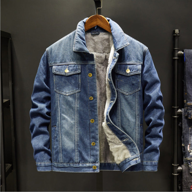 Men's Winter Denim Jacket with Fleece Lining - # BOAA131010002