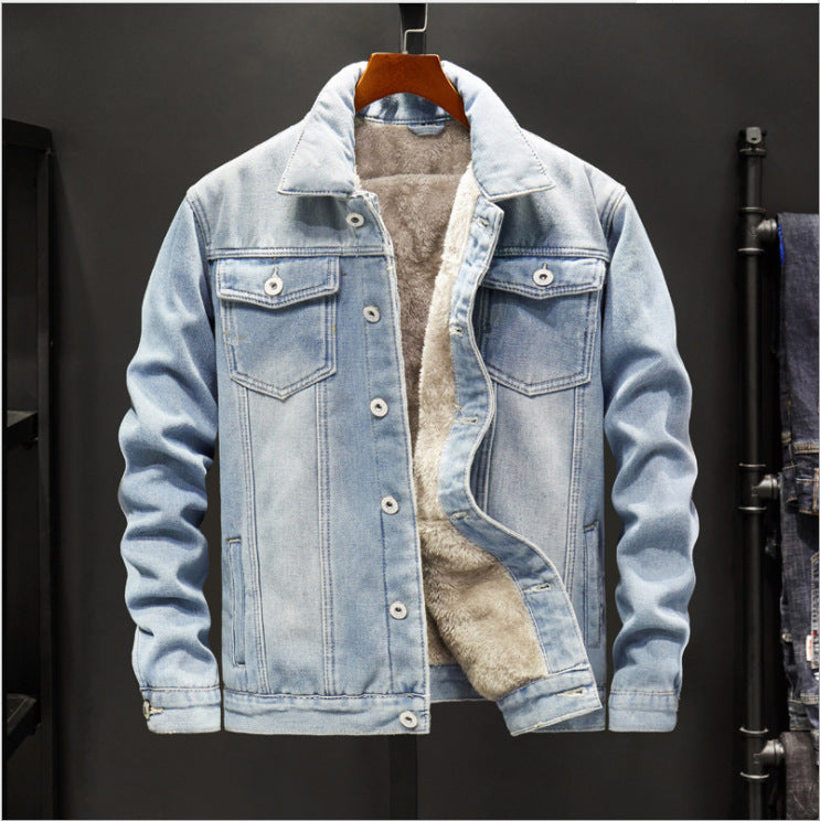 Men's Winter Denim Jacket with Fleece Lining - # BOAA131010002