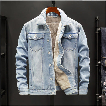 Men's Winter Denim Jacket with Fleece Lining - # BOAA131010002