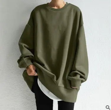 Mid-Length Loose Solid Color Blouse for Women - # WOAA21510025-PRG
