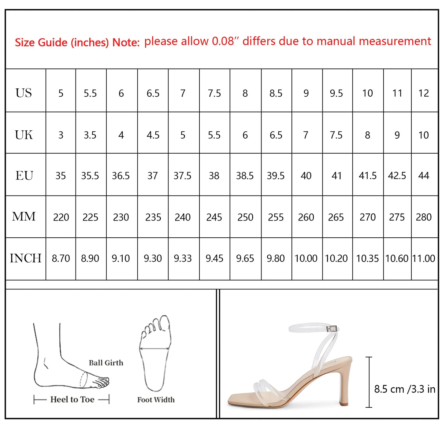 Modatope Womens Sandals Square Open Toe Chunky High Heels Strappy Ankle Strap Sandals Comfort Dress Party Shoes 9 Clear - # GIAA73210002