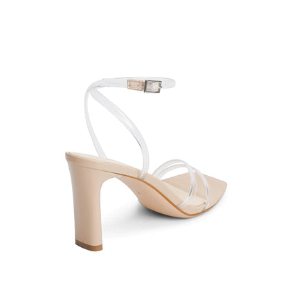 Modatope Womens Sandals Square Open Toe Chunky High Heels Strappy Ankle Strap Sandals Comfort Dress Party Shoes 9 Clear - # GIAA73210002