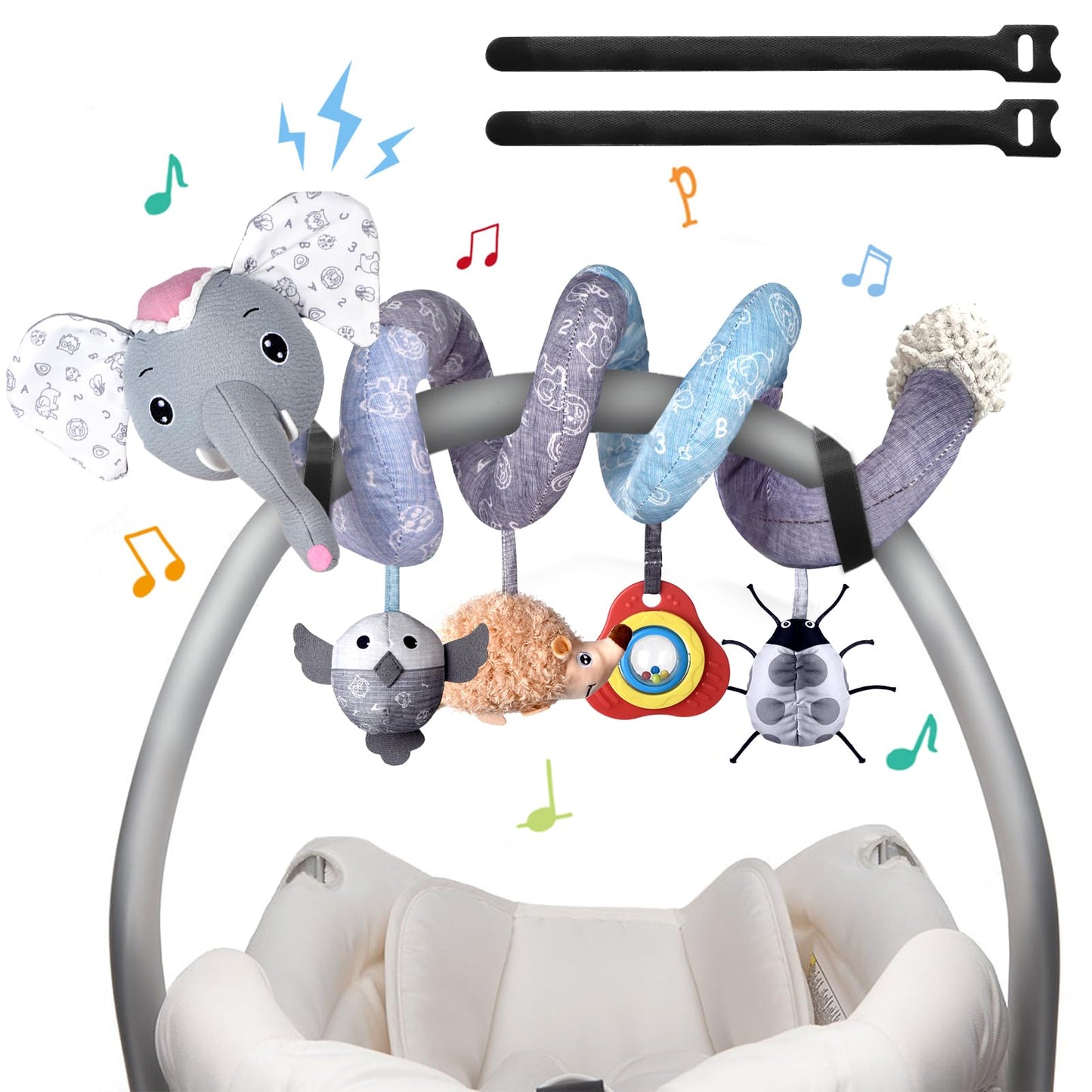 MONSTIME | Musical Car Seat Toys | Newborn Toys | Stroller Toys | Baby Toys | Baby Toys | For Car Seat | Stroller Crib With Rattles Teether | Baby Toys For 0-6 Months | Boys & Girls Toddlers - # BAGE81110017