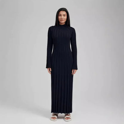 New Knitted Dress with Waist Design and Round Neck - # WOAA211410002-PRG
