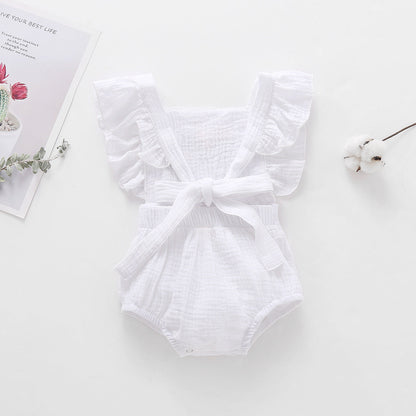 New Summer Double Gauze Embroidered Baby Romper - # BAAA21110042