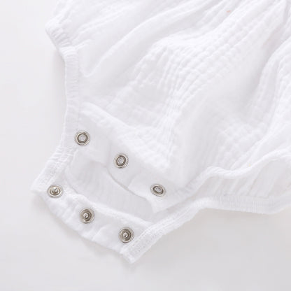 New Summer Double Gauze Embroidered Baby Romper - # BAAA21110042