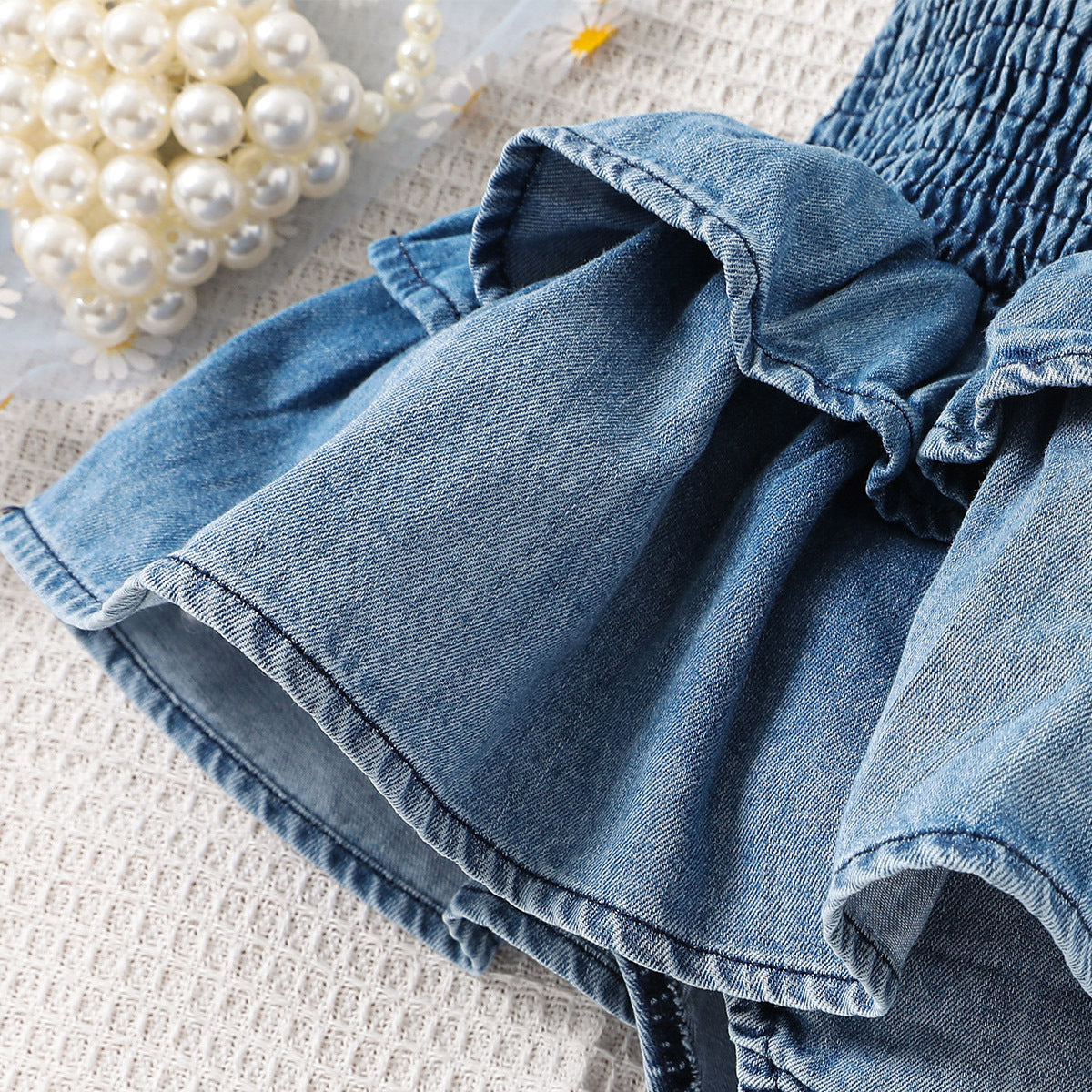 Newborn Baby Girl Denim Suspender Romper Dress - # BAAA1B1110001