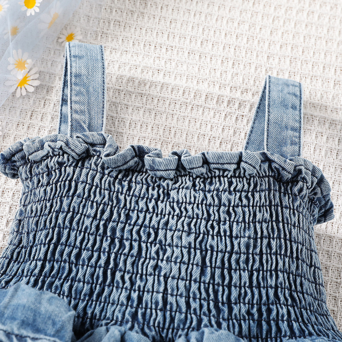 Newborn Baby Girl Denim Suspender Romper Dress - # BAAA1B1110001