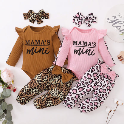 Newborn Baby Girl Outfit Set with Ruffles and Bow - # BAAA51210036