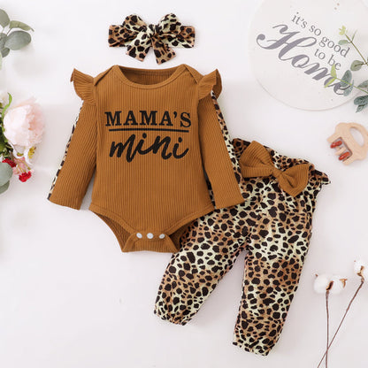 Newborn Baby Girl Outfit Set with Ruffles and Bow - # BAAA51210036
