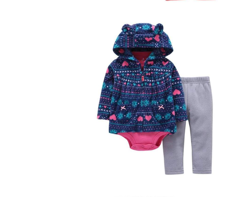 Newborn Fleece Hooded Jacket and Romper Set | 24 different models - # BAAA51210041