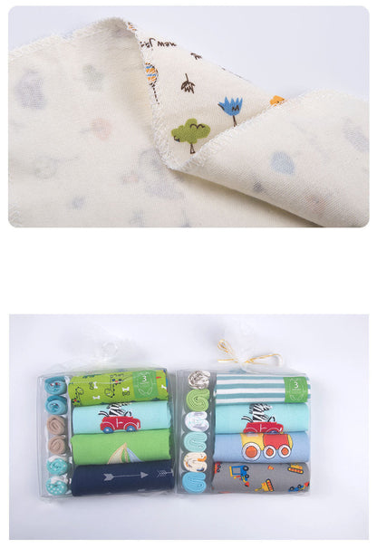 Newborn Long Sleeve Triangle Bodysuit & Towel Socks Gift Set - # BANB11110015