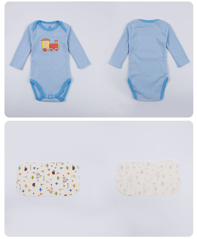 Newborn Long Sleeve Triangle Bodysuit & Towel Socks Gift Set - # BANB11110015