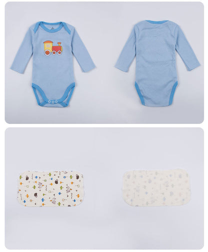 Newborn Long Sleeve Triangle Bodysuit & Towel Socks Gift Set - # BANB11110015