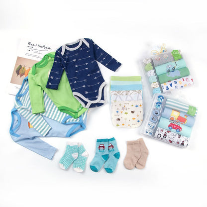 Newborn Long Sleeve Triangle Bodysuit & Towel Socks Gift Set - # BANB11110015