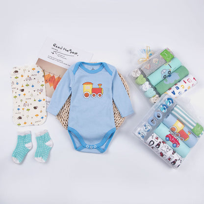 Newborn Long Sleeve Triangle Bodysuit & Towel Socks Gift Set - # BANB11110015