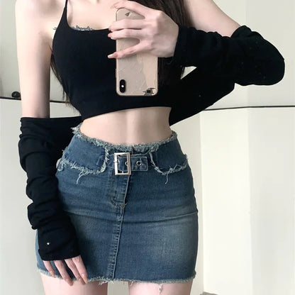 Niche Hot Girl A-line Denim Skirt - # GIAA23710002